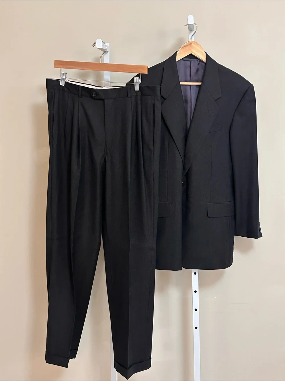Hickey Freeman Loro Piana Super 120s Wool Suit Men’s 42S Black USA Union Made